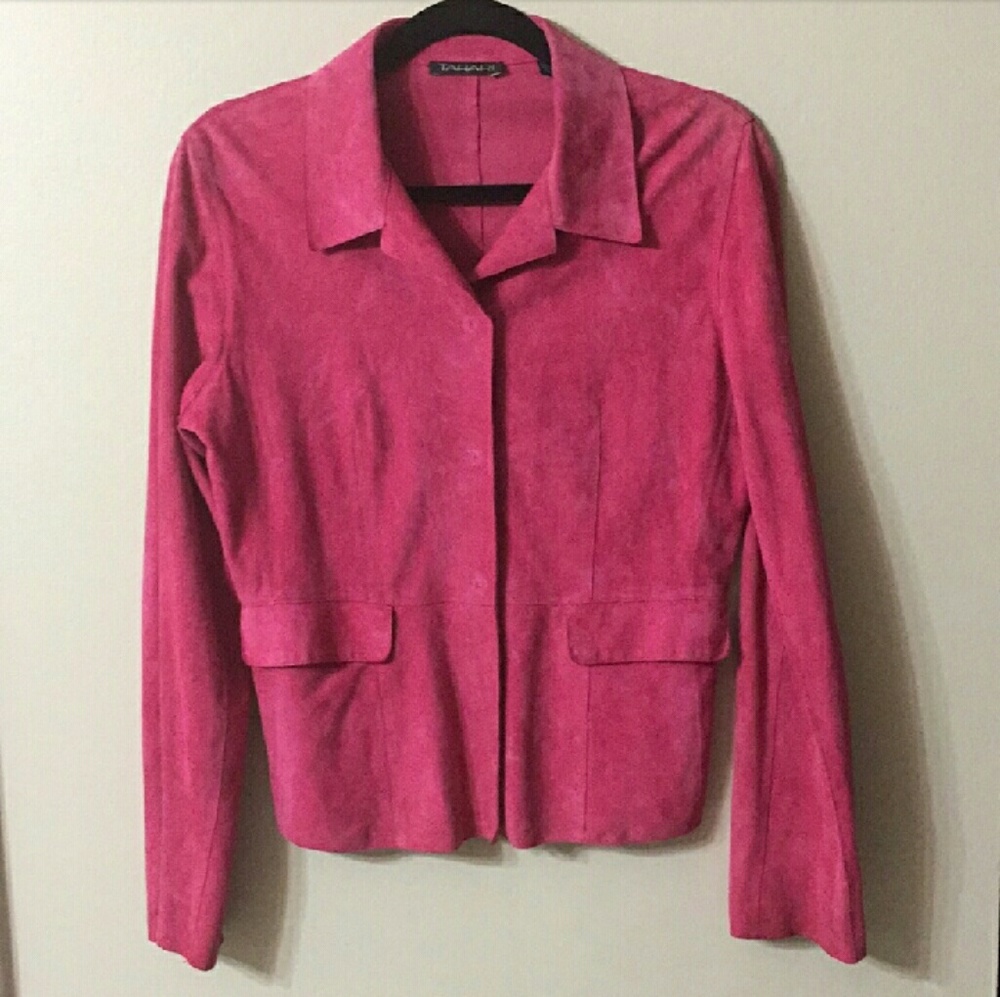 TAHARI Hot Pink Suede Jacket - Picture 3 of 8